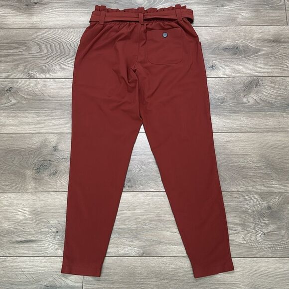 Athleta Skyline Belted Paperbag High Rise Red Ankle Pants Size 0 - Picture 4 of 12